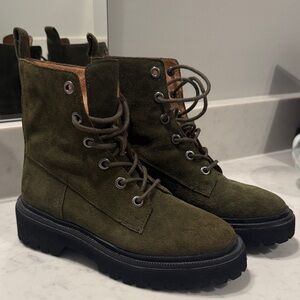 Madewell Dark Green Suede Combat Boots